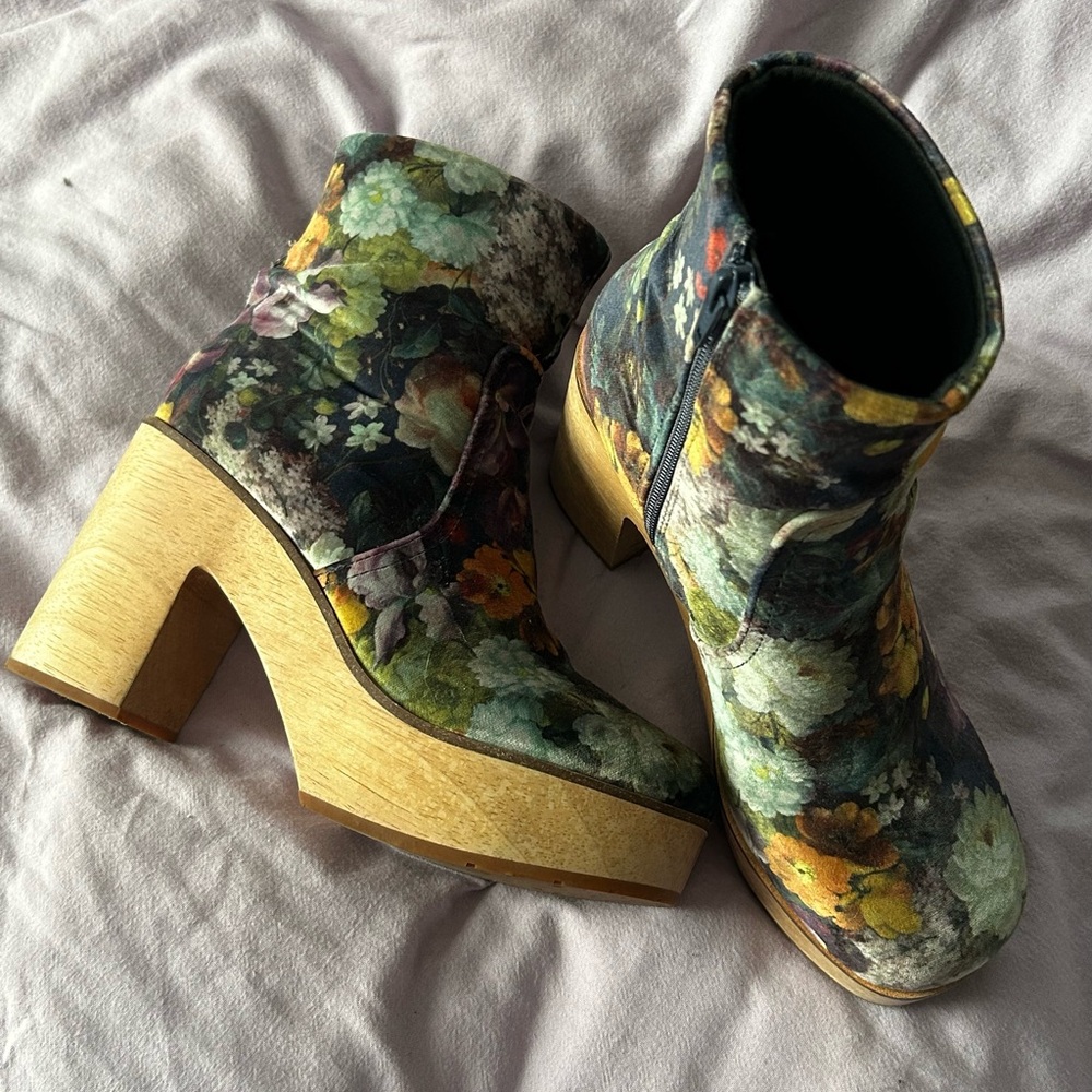 Charlotte Stone Velvet Floral Ankle Paz Boots